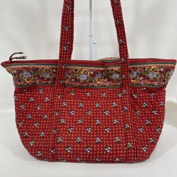 Vera Bradley Large Tote Shoulder Zip Travel Bag Red Provincial 22” X 12” - Picture 2 of 12
